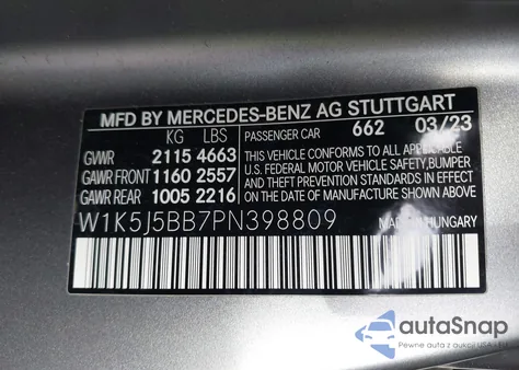 2023 Mercedes-Benz Amg Cla 35 4Matic из США, поврежденный, VIN W1K5J5BB7PN398809